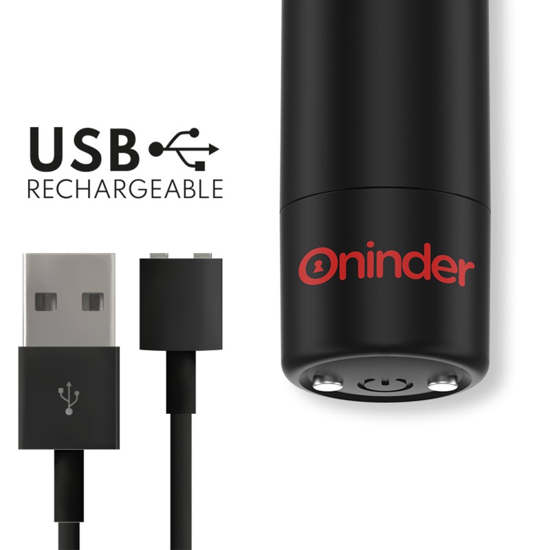 Oninder - Berlin Vibratore Bullet Nero 9 Modalità 8,5 X 2 Cm - App Gratuita