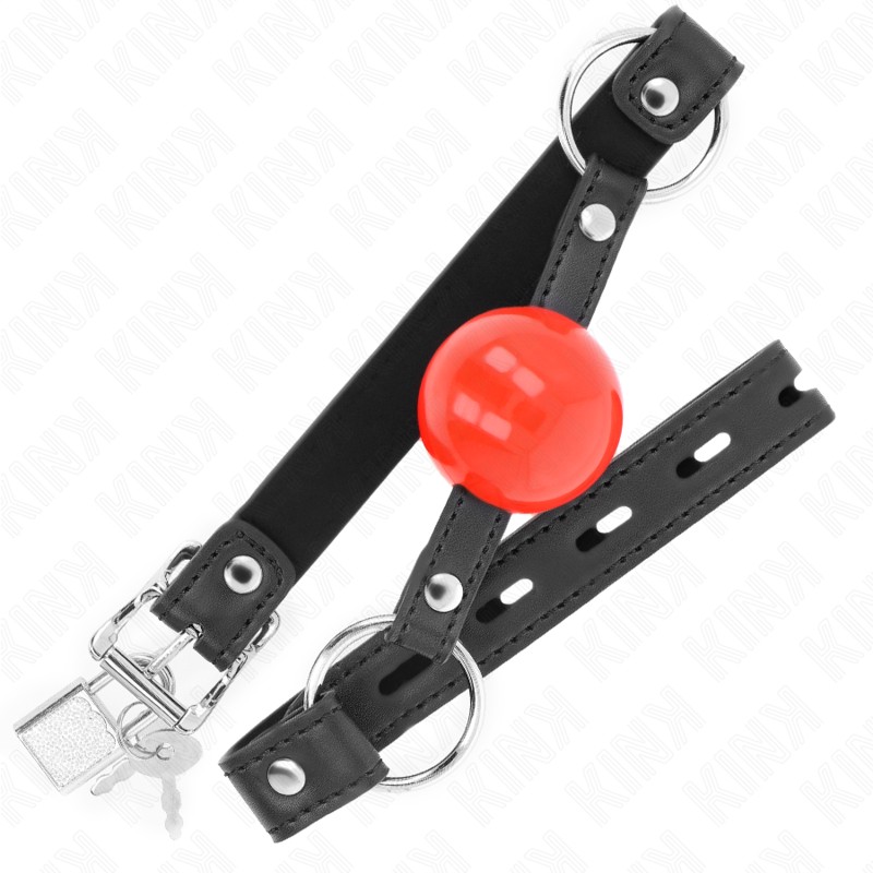 Kink - Ball 4 Cm Gag Con Serratura Sfera Rossa Cinturino Nero 60 X 2 Cm