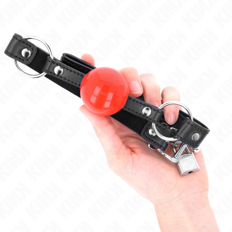 Kink - Ball 4 Cm Gag Con Serratura Sfera Rossa Cinturino Nero 60 X 2 Cm