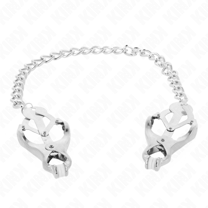 Kink - Pinze per Capezzoli Trifoglio Giapponese Con Catena Argento 30 Cm