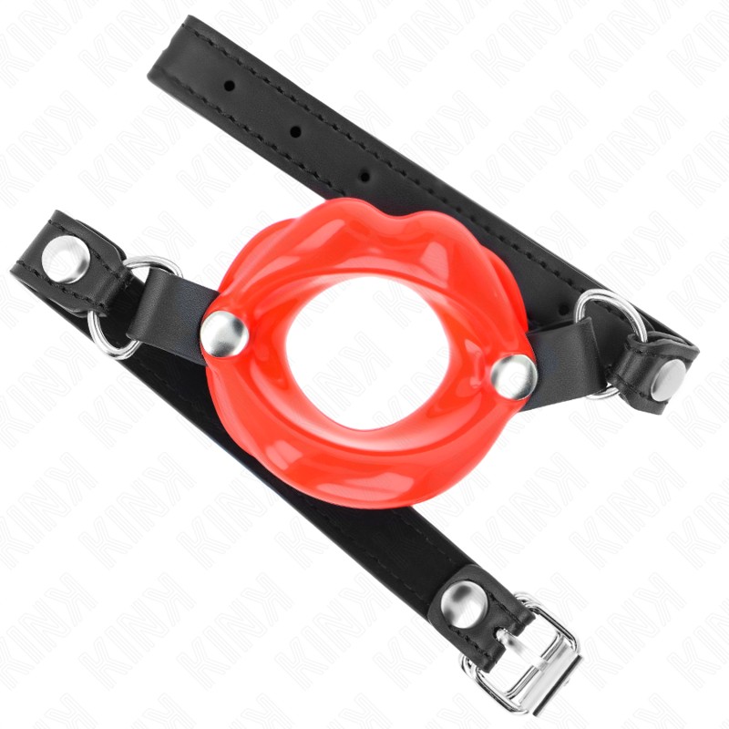 Kink - Bavaglio Lip 8 Cm Con Cinturino in Similpelle Rosso 63 X 2 Cm Regolabile 39-58 Cm