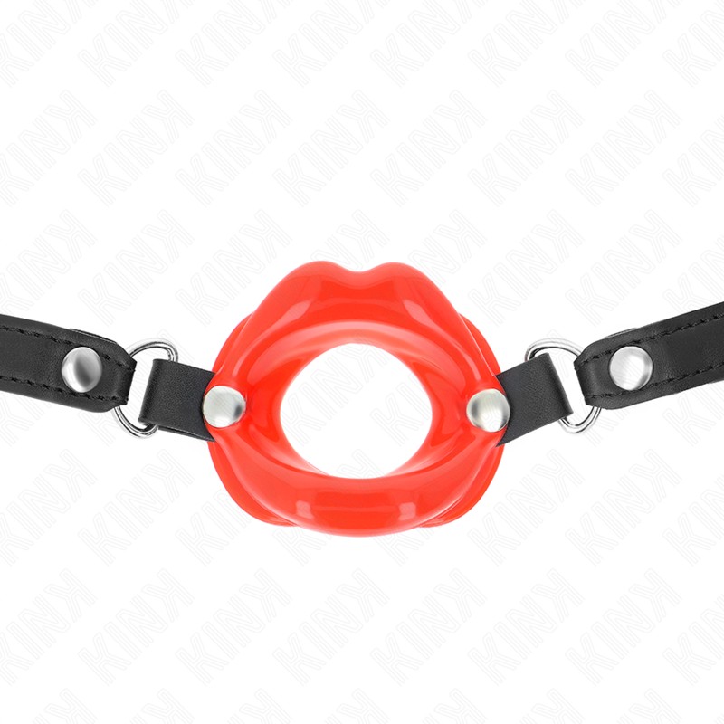 Kink - Bavaglio Lip 8 Cm Con Cinturino in Similpelle Rosso 63 X 2 Cm Regolabile 39-58 Cm