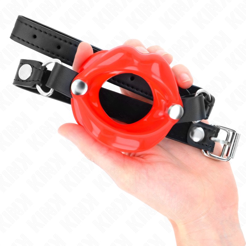 Kink - Bavaglio Lip 8 Cm Con Cinturino in Similpelle Rosso 63 X 2 Cm Regolabile 39-58 Cm