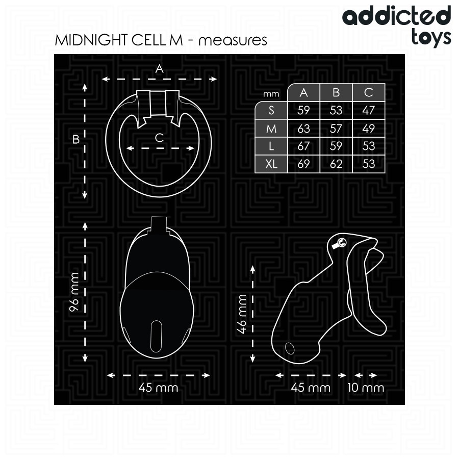 Addicted Toys Locked Mindnight Cell Penis Cage Size M