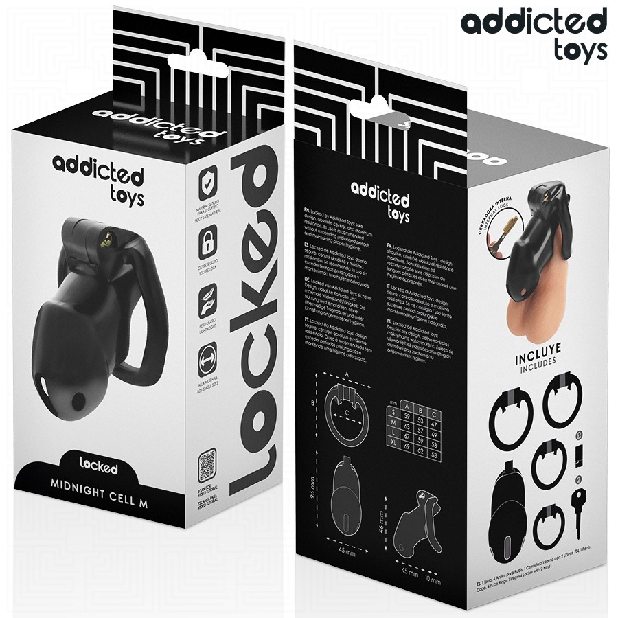 Addicted Toys Locked Mindnight Cell Penis Cage Size M