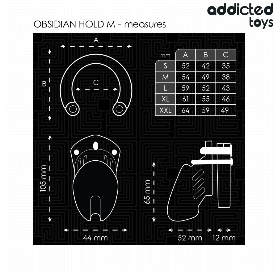 Addicted Toys Locked Obsidian Hold Penis Cage Size M