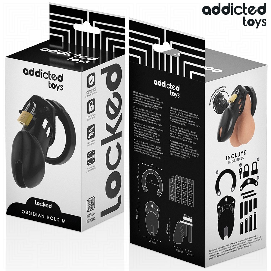 Addicted Toys Locked Obsidian Hold Penis Cage Size M
