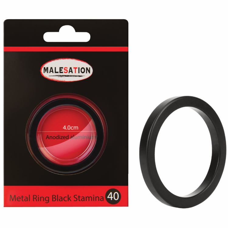 MALESATION Metal Ring Black Stamina