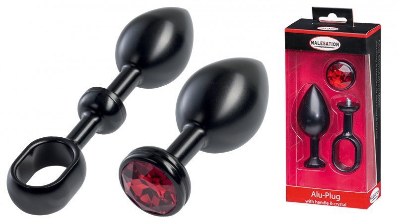 MALESATION Alu-Plug with Handle & Crystal Large,