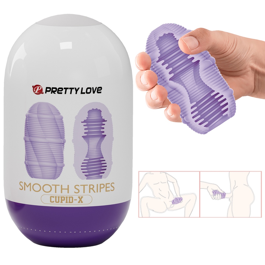 Pretty Love Glattes Streifen-Cupid-Masturbator-Ei – Weiche Stimulation mit strukturierter Innenfläche