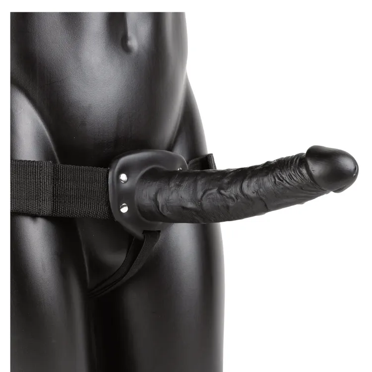RealRock Vibrating Hollow Strap-On without Balls – 24.5 cm – Black