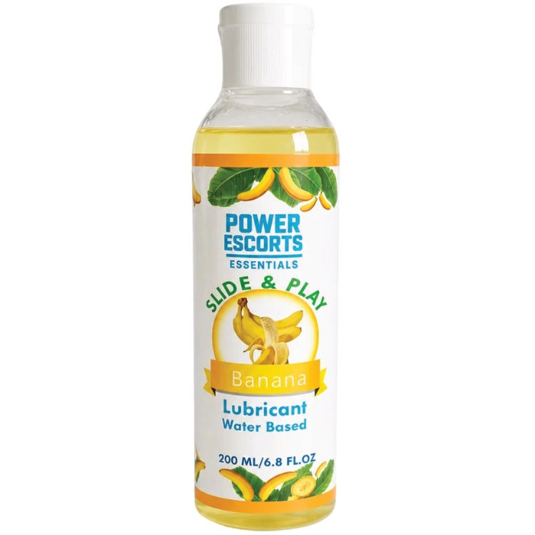 Power Escorts DR10 – Slide & Play Gleitgel auf Wasserbasis (Banane, 200 ml, mit Hyaluron)