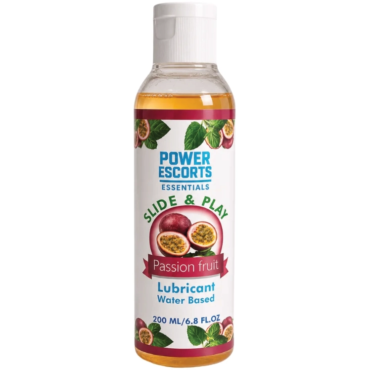 Power Escorts DR13 – Slide & Play Gleitgel auf Wasserbasis (Passionsfrucht, 200 ml, mit Hyaluron)