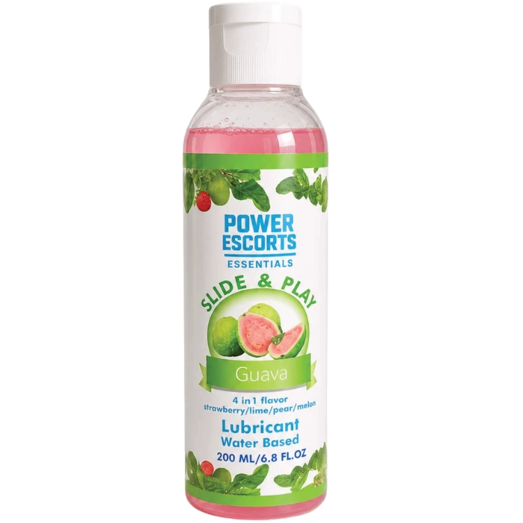Power Escorts DR12 – Slide & Play Gleitgel auf Wasserbasis (Guave, 200 ml, mit Hyaluron)