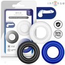 INTENSE Wick Set – 3 Penisringe – Schwarz, Blau & Transparent