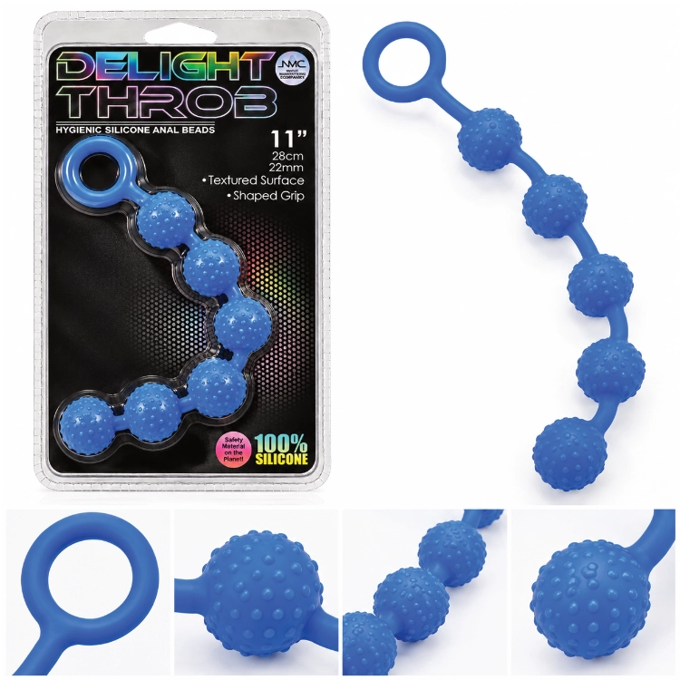 Delight Throb – Silikon Anal Beads 28 cm mit Noppen, Blau