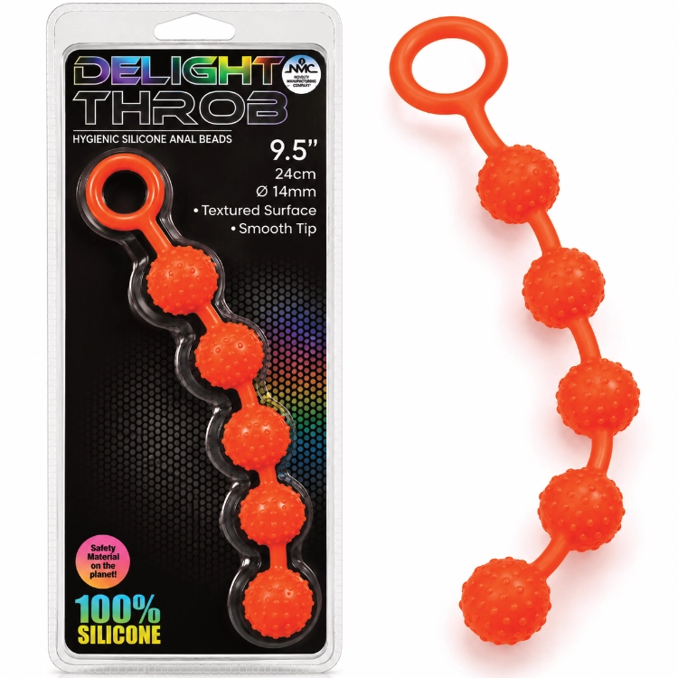 Delight Throb – Silikon Anal Beads 24 cm mit Noppen, Orange