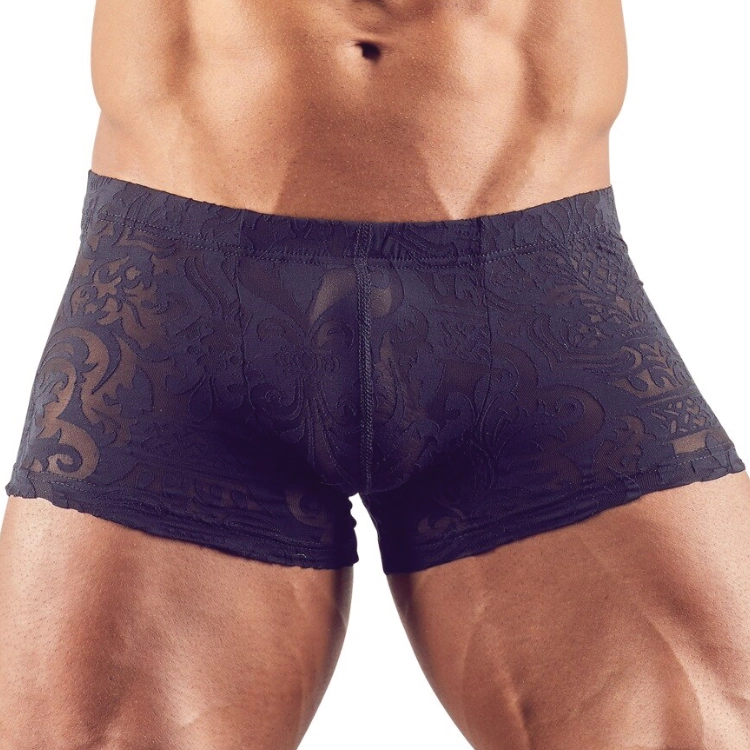 Herren Pants im Ornament-Look – Transparent mit Samtoptik (S)