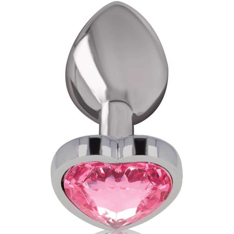 INTENSE Analplug Herz – Metall & Acrylglas – M – 8 cm (Rosa)