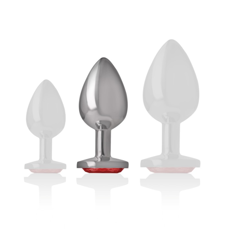 INTENSE – Metall-Analplug mit rotem Kristall – Grösse M