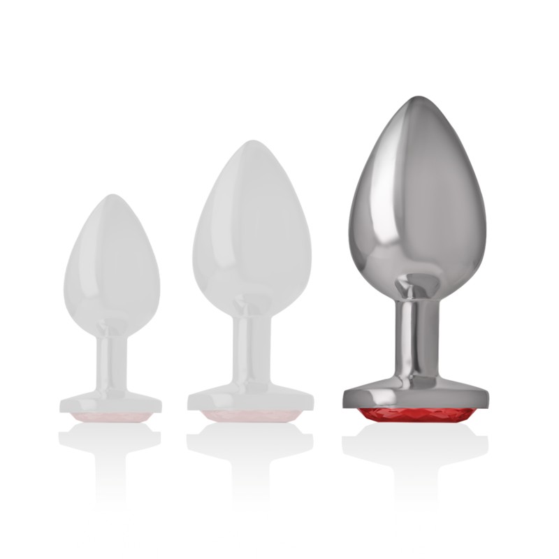 INTENSE – Analplug aus Aluminium-Metall mit rotem Kristall – Grösse L