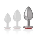 INTENSE – Analplug aus Aluminium-Metall mit rotem Kristall – Grösse L